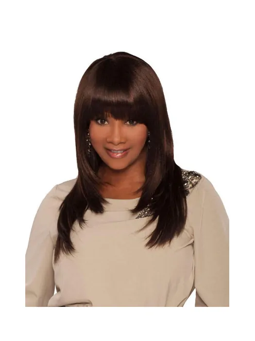 Brown Straight Long African American Wigs