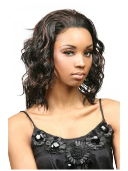 Easy Brown Curly Shoulder Length Human Hair Wigs and Half Wigs
