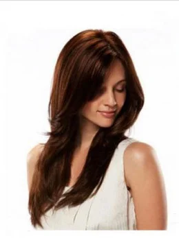 Comfortable Auburn Straight Remy Human Hair Wigs For Cancer
