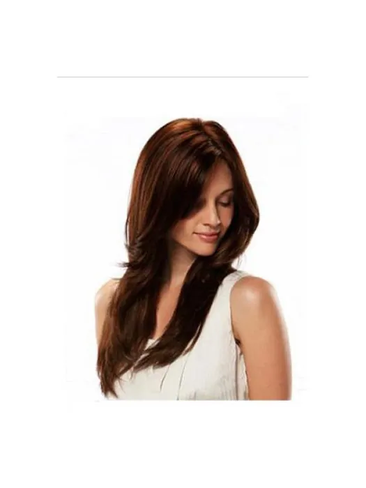 Comfortable Auburn Straight Remy Human Hair Wigs For Cancer
