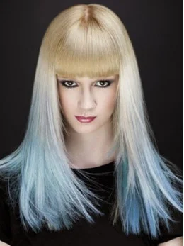 20  inches Straight Blonde to Blue 100 per Human Hair Ombre Wigs 