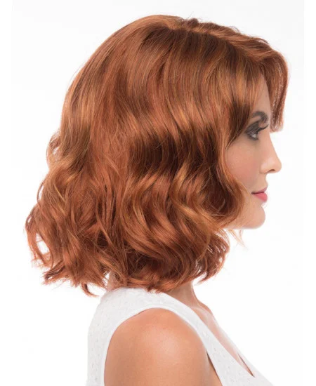 Fabulous Shoulder Length Wavy Red Nice Layered Wigs