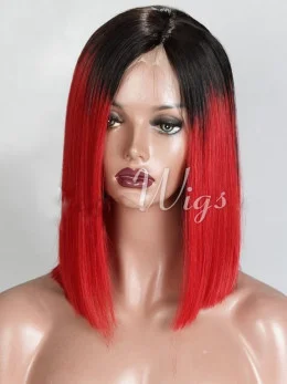 Bobs Chin Length Straight Ombre Full Lace Wigs