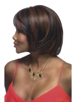 Traditiona Brown Straight Short African American Wigs