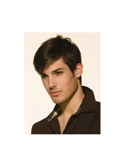 Lace Front Straight Remy Human Hair Sleek Men Wigs