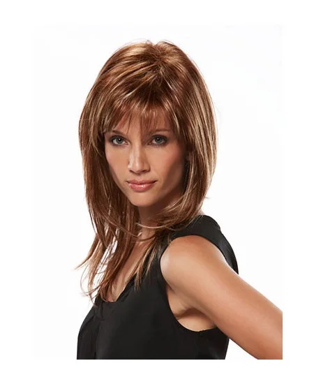 Brown Straight Synthetic Traditiona Long Wigs