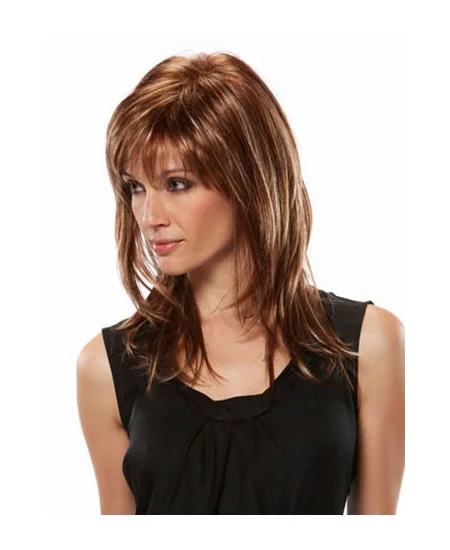 Brown Straight Synthetic Traditiona Long Wigs
