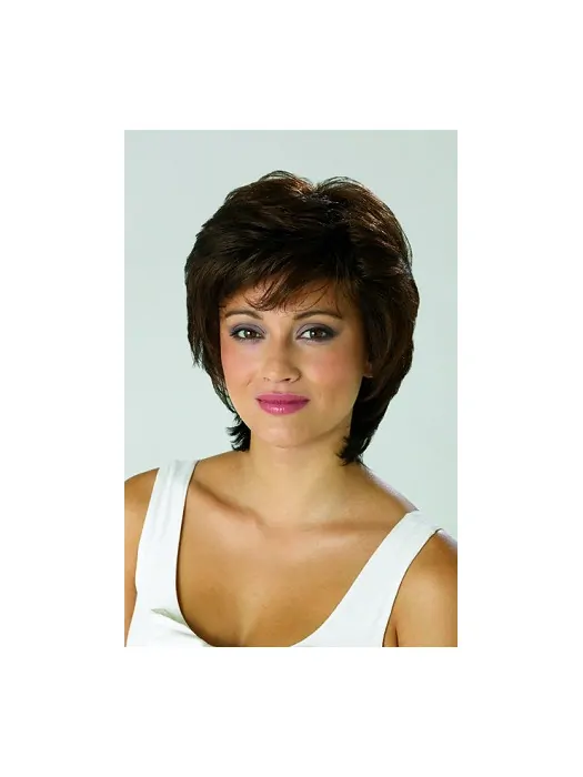 Brown Stylish With Bangs Straight Short Wigs