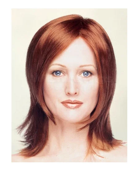 Cool Red Straight Shoulder Length Monofilament Wigs