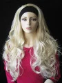 Style Blonde Wavy Long Human Hair Wigs and Half Wigs