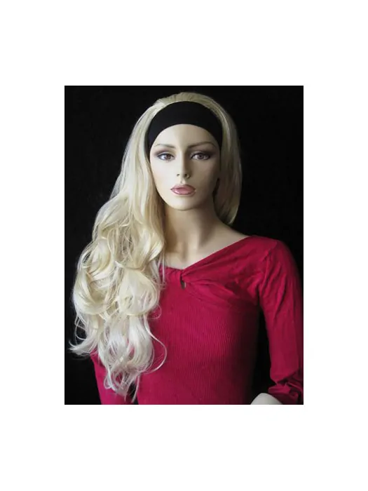 Style Blonde Wavy Long Human Hair Wigs and Half Wigs