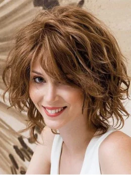 Layered Remy Human Hair Auburn Wavy Hand Knotted Wigs