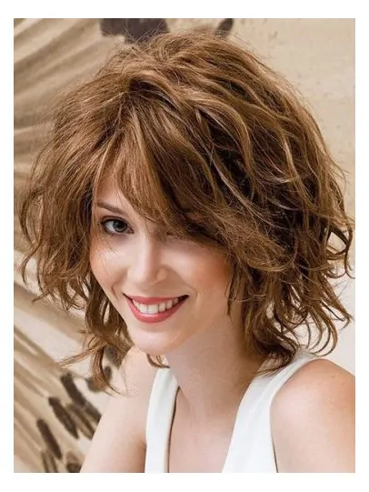 Layered Remy Human Hair Auburn Wavy Hand Knotted Wigs