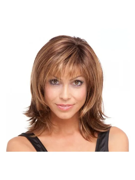 Brown Straight Synthetic Fashionable Medium Wigs