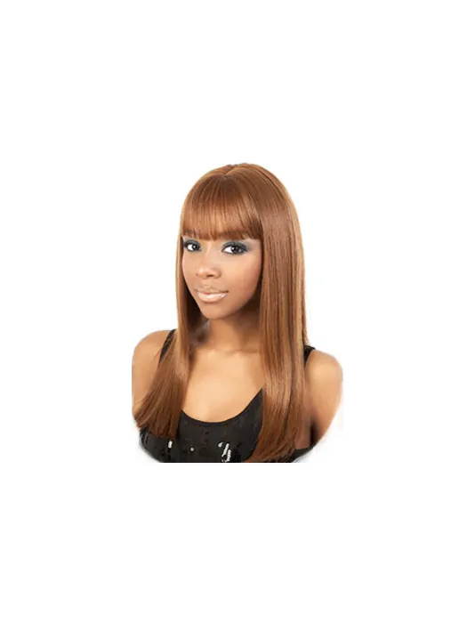 Unique Brown Straight Long African American Wigs