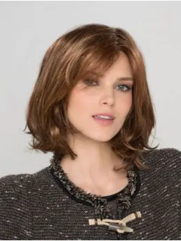 Auburn Synthetic Bobs Wavy Chin Length Custom Lace Front Wigs