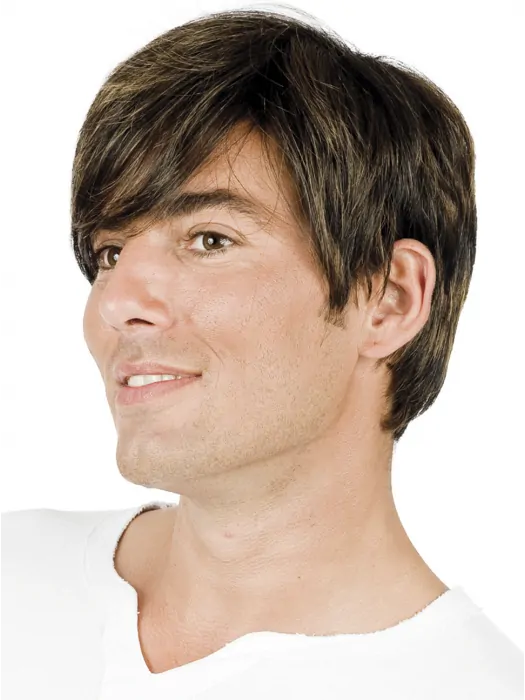 Classic Straight Hand Tied Short Men Wigs