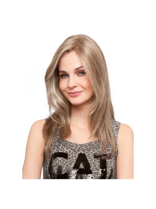 Blonde Monofilament Remy Human Hair Style Long Wigs