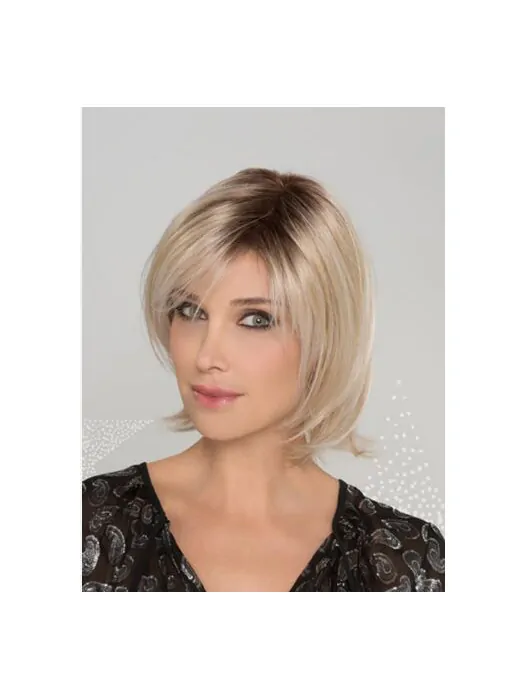 Blonde Synthetic Bobs Straight Chin Length Sleek Lace Front Wigs