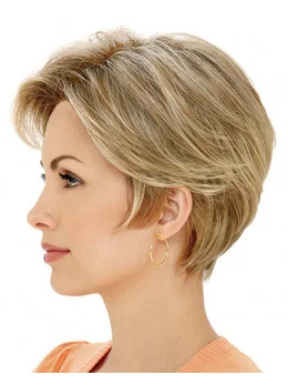 Blonde Lace Front Synthetic Braw Short Wigs