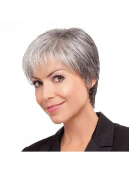 Soft Lace Front Synthetic Short Grey Wigs