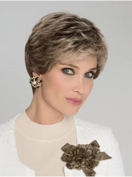 Wavy 100 per Hand-tied Brown Short Classic Lady Wig