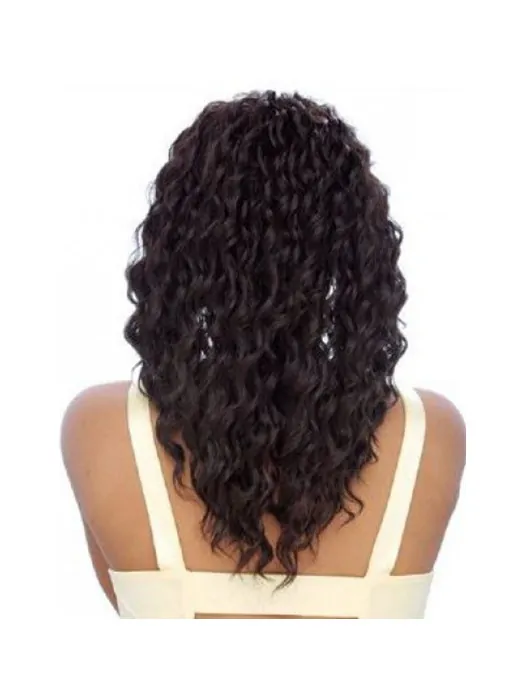 Ideal Black Curly Shoulder Length Remy Human Lace Wigs