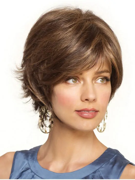 Blonde Wavy Synthetic Mature Short Wigs