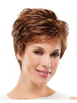 Polite Auburn Curly Short Synthetic Wigs