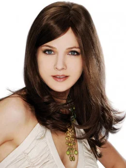 Brown Straight Remy Human Hair Tempting Long Wigs