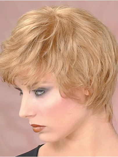 Wavy Monofilament Blonde Short Classic Cut Wig
