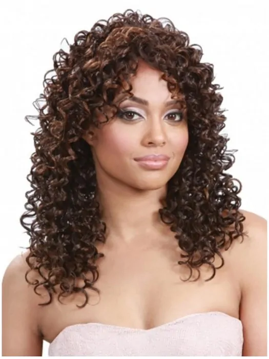 Graceful Brown Curly Long Human Hair Wigs and Half Wigs