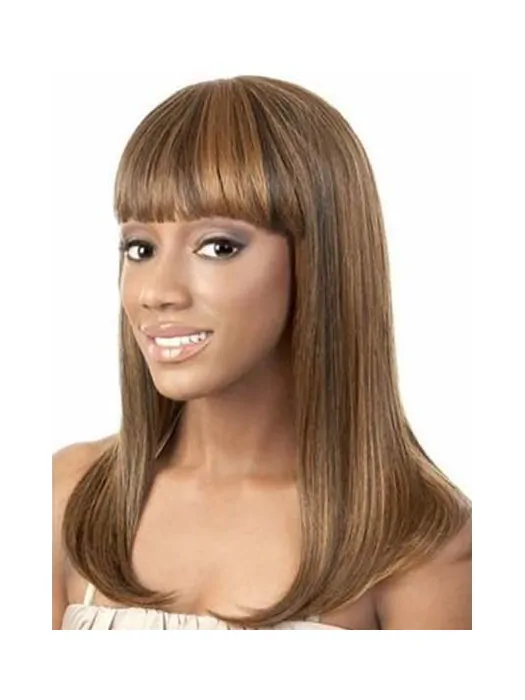 Tempting Brown Straight Shoulder Length African American Wigs