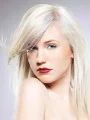 Young Fashion Platinum Blonde With Side Bangs Shoulder Length Capless Wigs