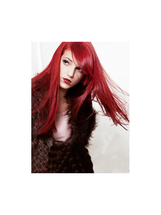 Popular Red Straight 20  inches Capless Human Wigs