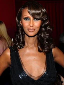 Iman Stylish Sweet Glamourous Medium Curly Lace Front Wig 100 per Real Human Hairs