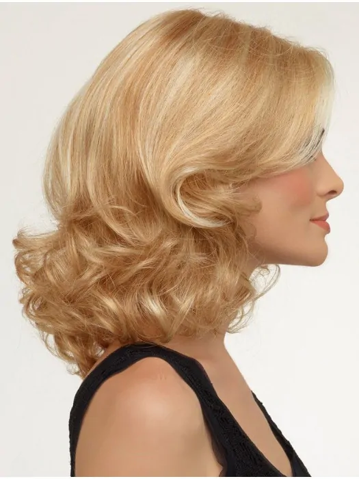 Online Blonde Curly Shoulder Length Lace Front Wigs