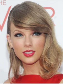 Fantastic Shoulder Length Wavy Blonde With Bangs Taylor Swift Inspired Wigs