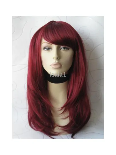 18  inches Dark Red Straight Lace Front Human Wigs