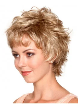 Fashion Blonde Wavy Short Synthetic Wigs