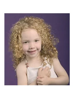 Natural Blonde Curly Shoulder Length Kids Wigs