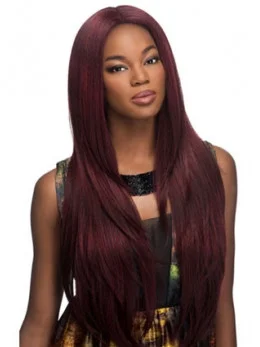 Stylish Red Straight Long Glueless Lace Front Wigs