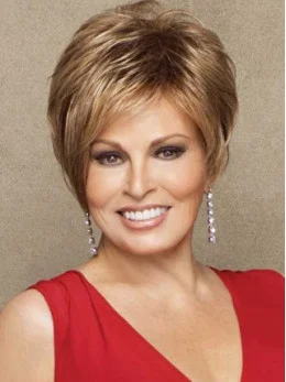 Lady Short Straight Brown Layered Lace Front Wigs