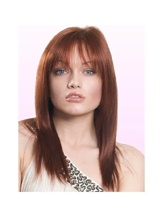 Unique Auburn Lace Front Shoulder Length Human Hair Wigs