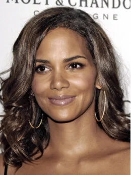 Halle Berry Pretty Glamorous Long Layered Body-wave Style Lace Human Hair Wig 18  inches