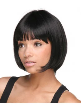 Gentle Black Straight Chin Length African American Wigs