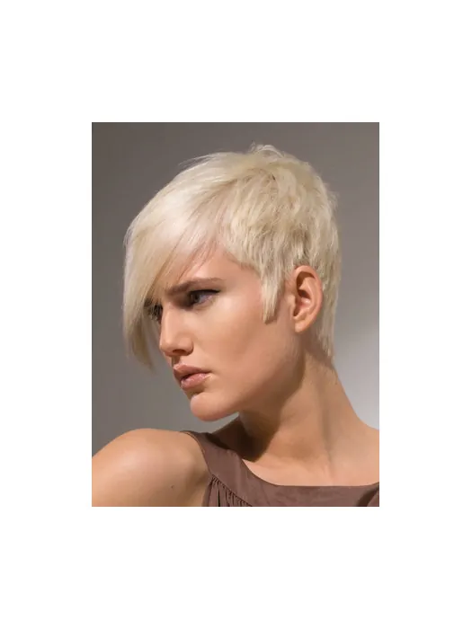 Young Fashion Platinum Blonde Short Layered Capless Synthetic Wigs