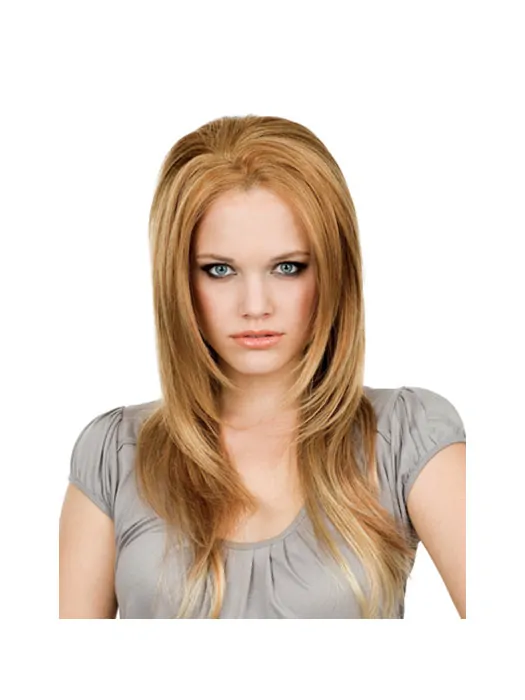 Remy Human Hair Lace Front Blonde Modern Long Wigs