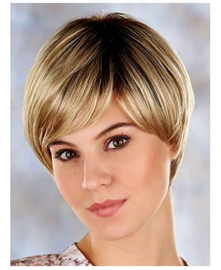 Blonde Comfortable Layered Straight Short Wigs