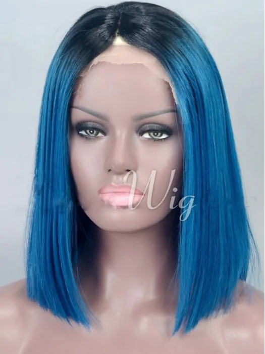 Chin Length Straight Full Lace Wigs Ombre Wigs 14 inch